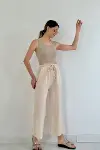 Bej Keten Pantolon-1