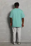 Unisex Oversize Düz Bisiklet Yaka T-Shirt - Mint Yeşili-2