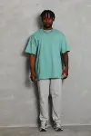 Unisex Oversize Düz Bisiklet Yaka T-Shirt - Mint Yeşili-4