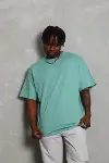 Unisex Oversize Düz Bisiklet Yaka T-Shirt - Mint Yeşili-1