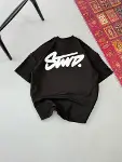 Erkek Baskılı Oversize T-shirt - Siyah-2