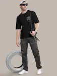 Erkek Baskılı Oversize T-shirt - Siyah-4