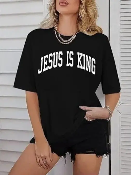 Kadın Bisiklet Yaka Kısa Kol Baskılı T-shirt - Siyah-1 Kadın Bisiklet Yaka Kısa Kol Baskılı T-shirt - Siyah-1