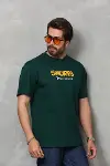 Unisex Basic Bisiklet Yaka Oversize T-Shirt - Yeşil-2