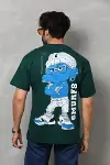 Unisex Basic Bisiklet Yaka Oversize T-Shirt - Yeşil-3