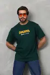 Unisex Basic Bisiklet Yaka Oversize T-Shirt - Yeşil-4