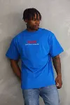 Unisex Baskılı Oversize T-Shirt - Mavi-1