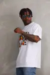 Unisex Baskılı Oversize T-Shirt - Beyaz-4