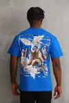 Unisex Baskılı Oversize T-Shirt - Mavi-2