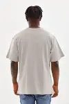Unisex Baskılı Oversize T-Shirt - Gri-2