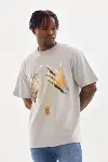 Unisex Baskılı Oversize T-Shirt - Gri-3