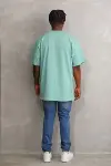 Unisex Baskılı Oversize T-Shirt - Mint Yeşili-2