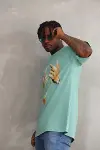 Unisex Baskılı Oversize T-Shirt - Mint Yeşili-4