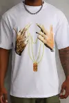 Unisex Baskılı Oversize T-Shirt - Beyaz-1