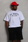 Unisex Oversize Baskılı Bisiklet Yaka T-Shirt - Beyaz-2