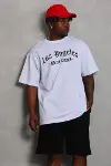 Unisex Oversize Baskılı Bisiklet Yaka T-Shirt - Beyaz-4