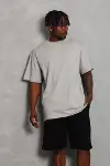 Unisex Oversize Düz Bisiklet Yaka T-Shirt - Gri-4