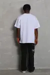 Unisex Oversize Düz Bisiklet Yaka T-Shirt - Beyaz-2