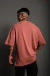 Erkek 24/1 Düz A Kalite Oversize T-shirt - Gül Kurusu-2