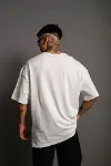 Erkek 24/1 Düz A Kalite Oversize T-shirt - Beyaz-1