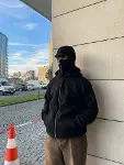 Samuray Ninja Çift Kapşonlu ZIP Fermuarlı Kanguru Çepli Tam Fermuarlı Hoodie Swetshirt - Siyah-2
