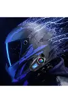 Q58-MAX Radyolu 2 Kişi Bağlantılı Bluetooth Kask Kulaklık Ekranlı Fenerli Müzik ve Telsiz Intercom-7