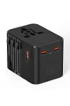 25W Evrensel Seyahat Adaptörü, EU/US/UK/AU Priz Dönüştürücü, 1x USB, 2x Type-C Hızlı Şarj-1