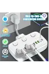 Akım Korumalı 2’li Ayrı Anahtarlı Priz, 2x Priz, 3x USB, 1x Type-C, 2 mt Kablo, Hızlı Şarj-1