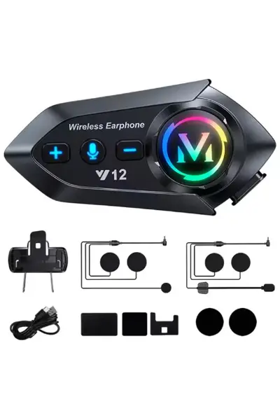 Y12 Motor Kask Kulaklık RGB Modlu Radyolu Motosiklet Kulaklık 5.3 Bluetooth Intercom