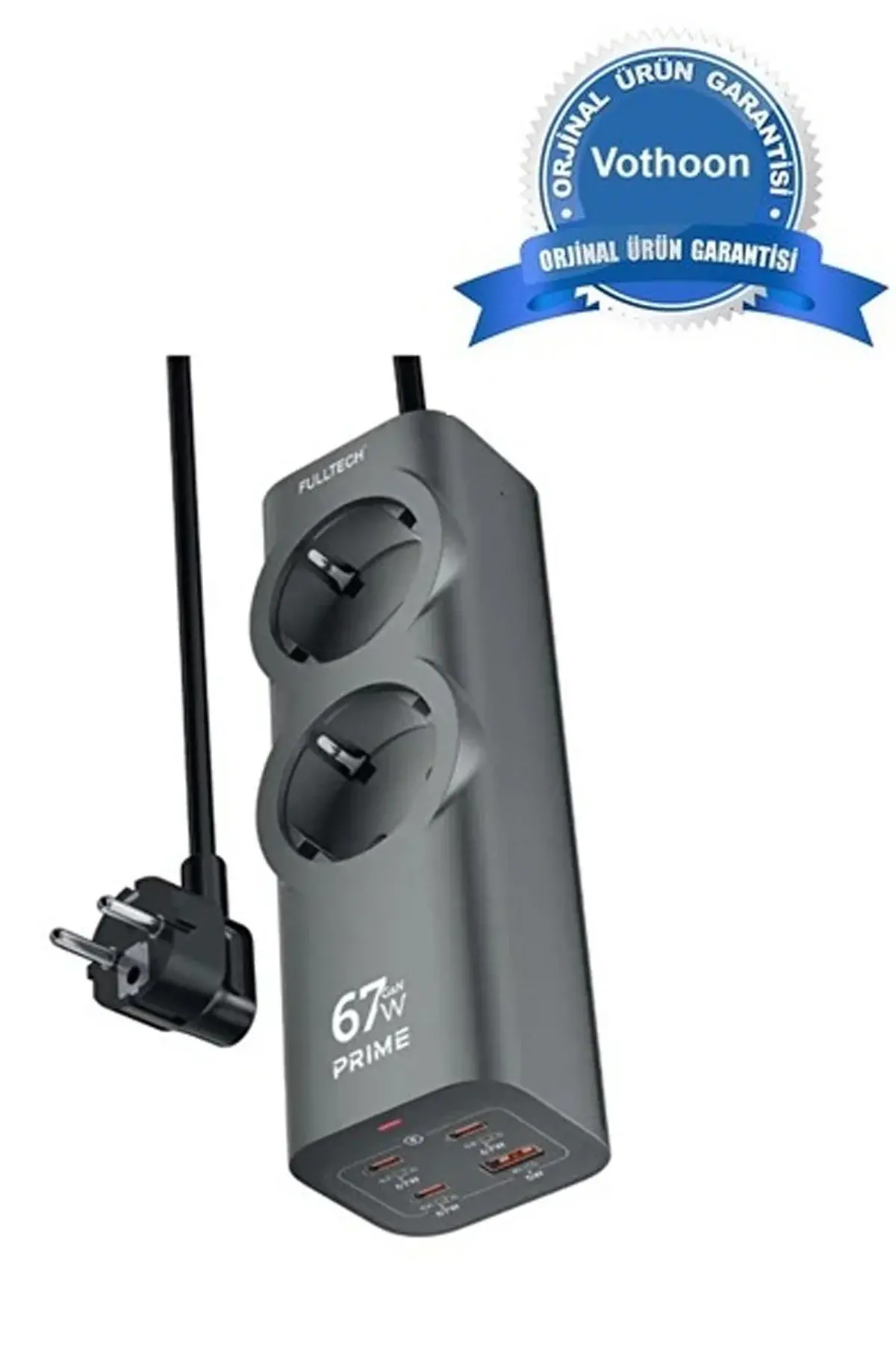 67W Hızlı Şarjlı Akıllı Çoklu Priz – 2000W Güç, 2 USB-C + 2 USB-A Çıkışlı, Telefon &amp; Laptop Uyumlu