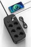 Termal Akım Korumalı 6’lü Priz 4x USB 2x Type-C Çıkışlı Grup Priz Çoğaltıcı (3500W) Siyah-2