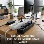 Akım Korumalı 4’lü Priz 2xUSB 2xType-C Çıkış Yüksek Gerilim Koruma Priz Çoğaltıcı-2