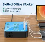 40 Portlu 400W Hızlı Şarj İstasyonu 20x USB + 20x Type-C PD Çıkışlı Şarj Cihazı-2