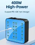 40 Portlu 400W Hızlı Şarj İstasyonu 20x USB + 20x Type-C PD Çıkışlı Şarj Cihazı-4