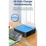 40 Portlu 400W Hızlı Şarj İstasyonu 20x USB + 20x Type-C PD Çıkışlı Şarj Cihazı-5