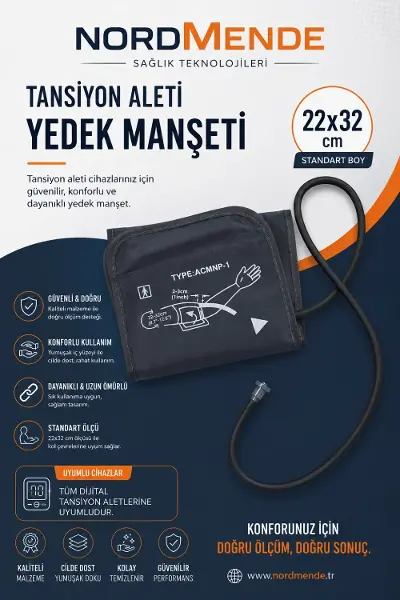 Dijital Tansiyon Aleti Manşeti 22-42 cm Evrensel Yedek Kol Manşeti Tüm Dijital Tansiyon Aletleri ile Uyumlu