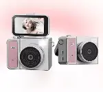 2K Mini Dijital Retro Video Kamera Flaşlı Dijital Vlog Mini Fotoğraf Makinesi Türkçe Menü Pembe-2