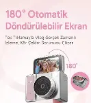 2K Mini Dijital Retro Video Kamera Flaşlı Dijital Vlog Mini Fotoğraf Makinesi Türkçe Menü Pembe-4