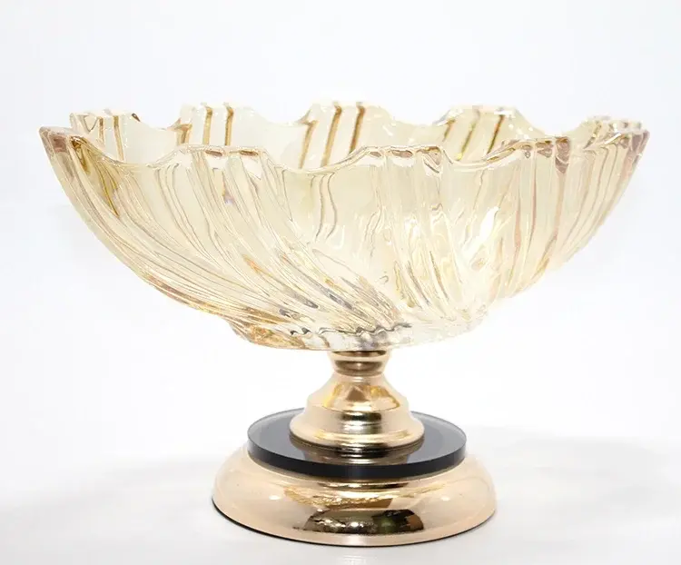 Lüks Ayaklı Kristal Cam Gondol Sunumluk Gold Detaylı Alk4882