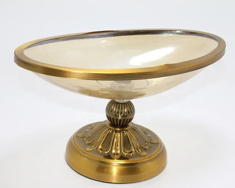 Antik Eskitme Gold Ayaklı Dekoratif Cam Gondol Sunumluk Alk4883