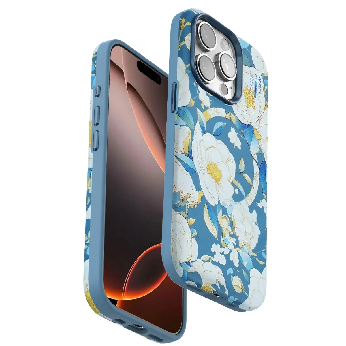 Onegif İphone 14 Pro Max Flower Series Magsafe Kapak - Mavi