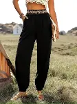 Kadın Yüksek Bel Beli Lastikli Dökümlü Ve Beli şeritli Pera Pantolon-3