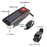 Solar Enerjili USB ile Şarj Edilebilir Ledli Bisiklet Feneri Kornalı ve Su Geçirmez Far (4745)-3
