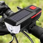 Solar Enerjili USB ile Şarj Edilebilir Ledli Bisiklet Feneri Kornalı ve Su Geçirmez Far (4745)-4