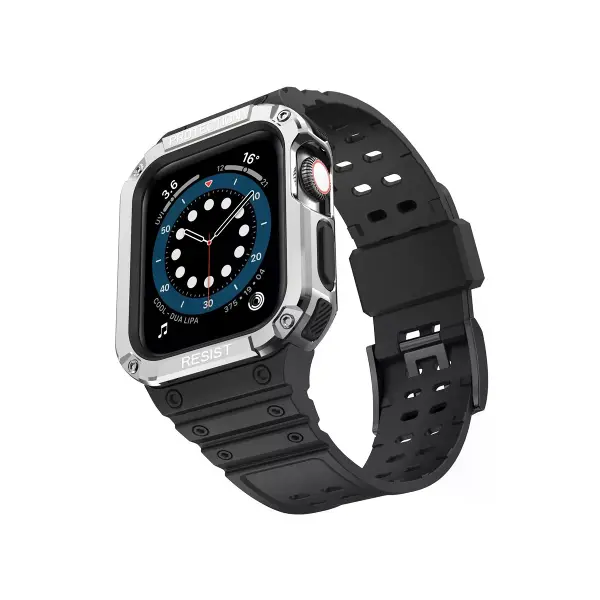 Watch 42mm Kr401 Silikon Kordon - Siyah-gümüş
