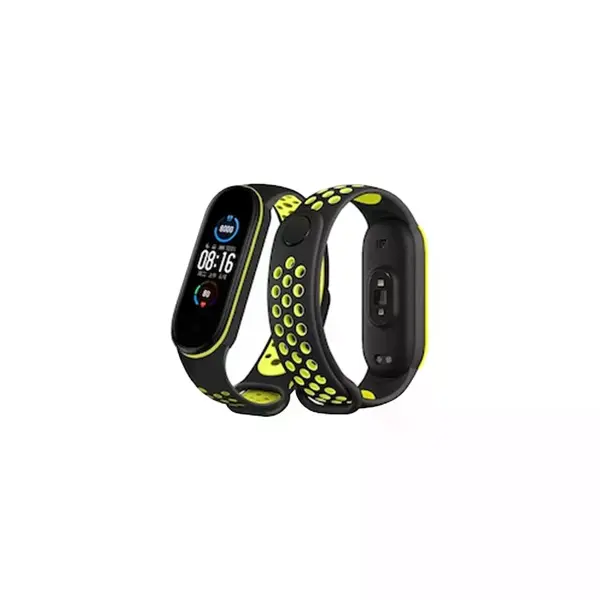 Xiaomi Mi Band 7 Spor Delikli Kordon - Siyah-yeşil