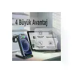 S90 4in1 Kablosuz Şarj Masaüstü Set - Siyah-3