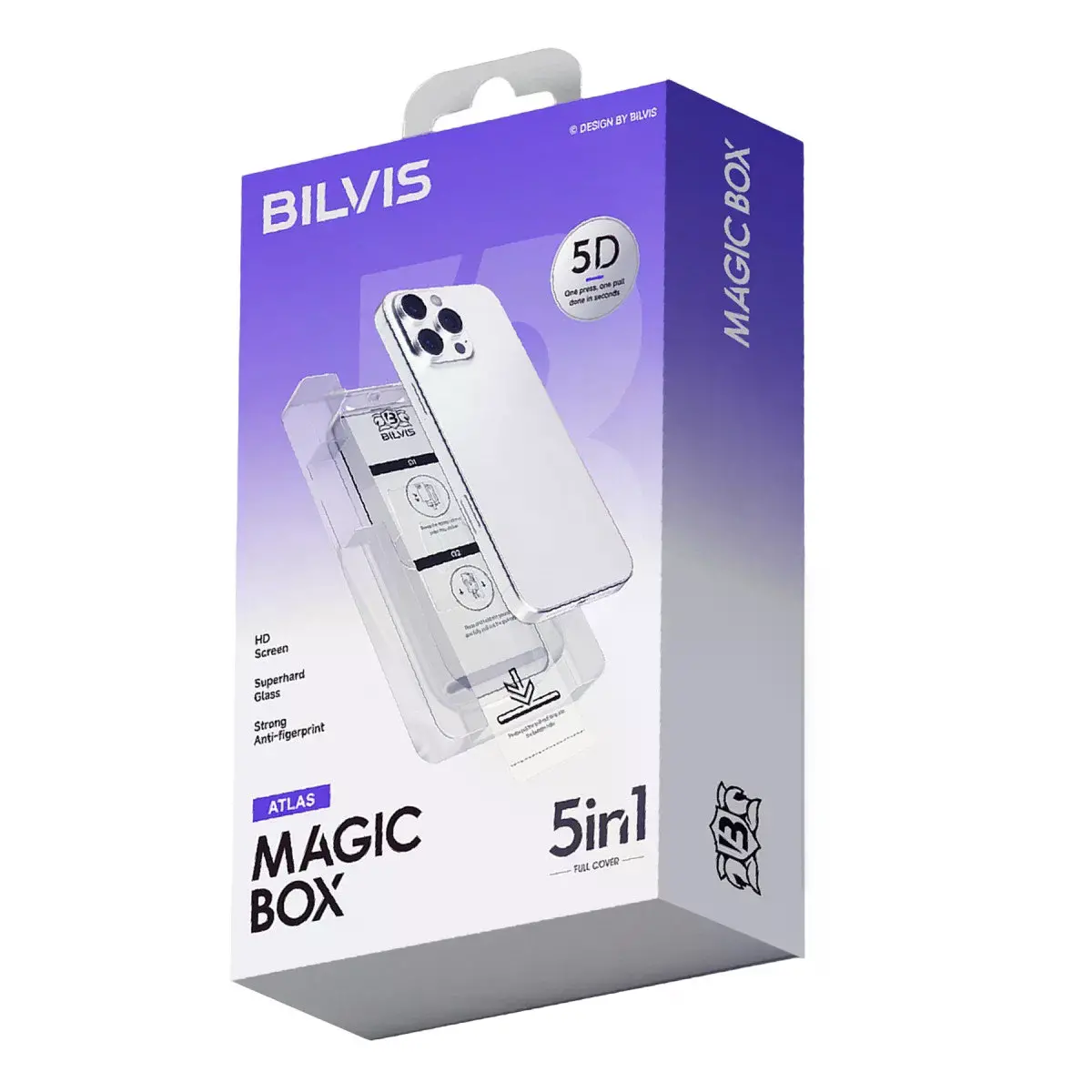 İphone 14 Pro Max Bilvis 5in1 3d Magic Cam Ekran Koruyucu - Siyah