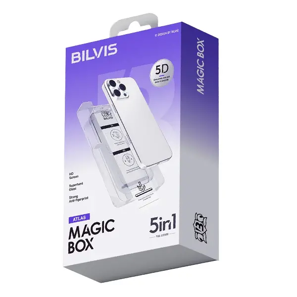 İphone 12 Bilvis 5in1 3d Magic Cam Ekran Koruyucu - Siyah