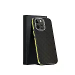 Joko  iPhone 15 Pro Kılıf Aramid 600D Kevlar Karbon Fiber Magsafe Kapak - Sarı-2